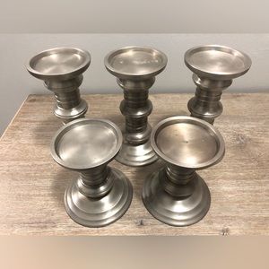 Pottery Barn Bronze Set of 5 candlestick holders